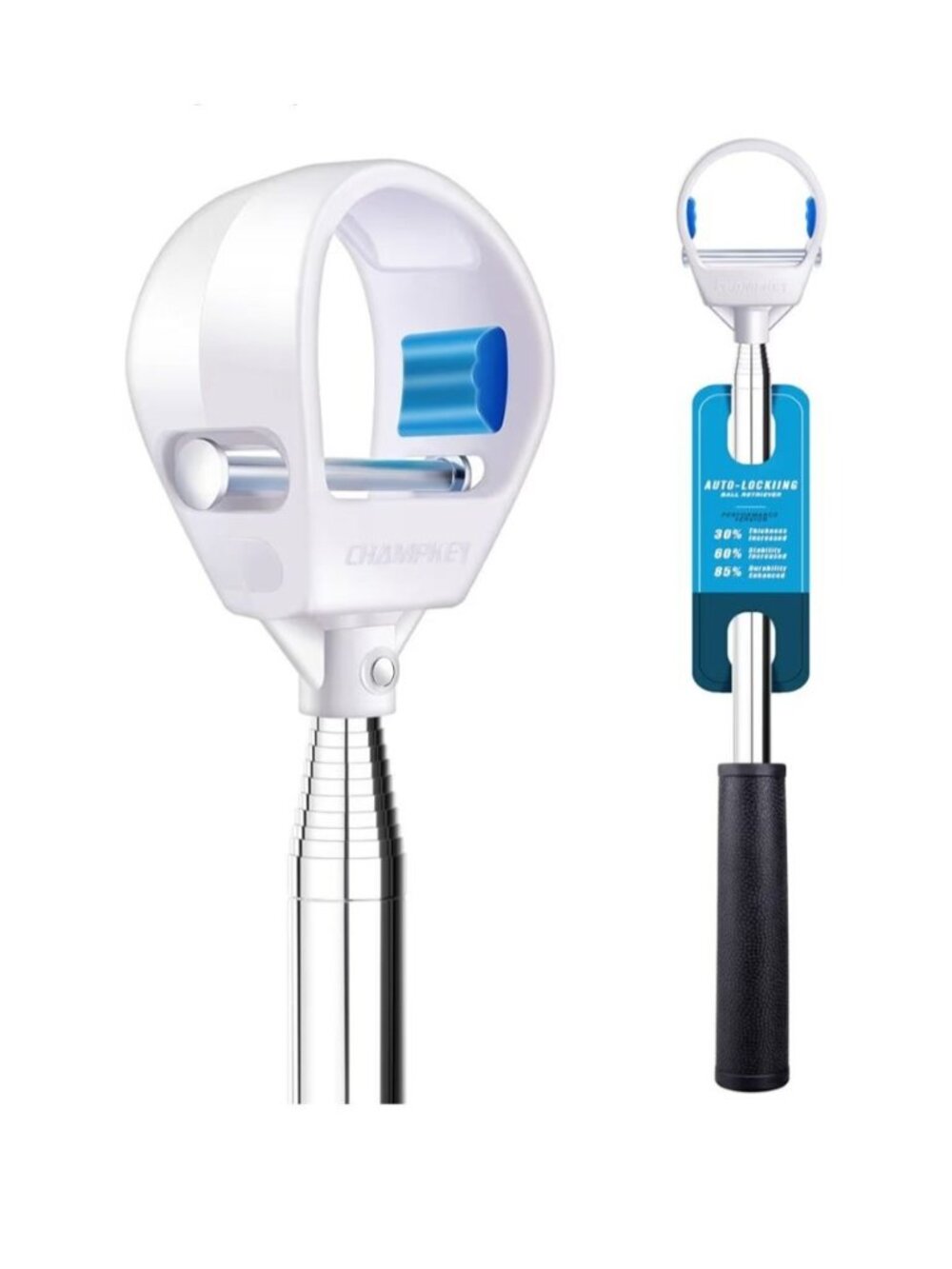 Champkey Upgraded Auto-Locking Golf Ball Retriever Telescopic & Comfort Grip